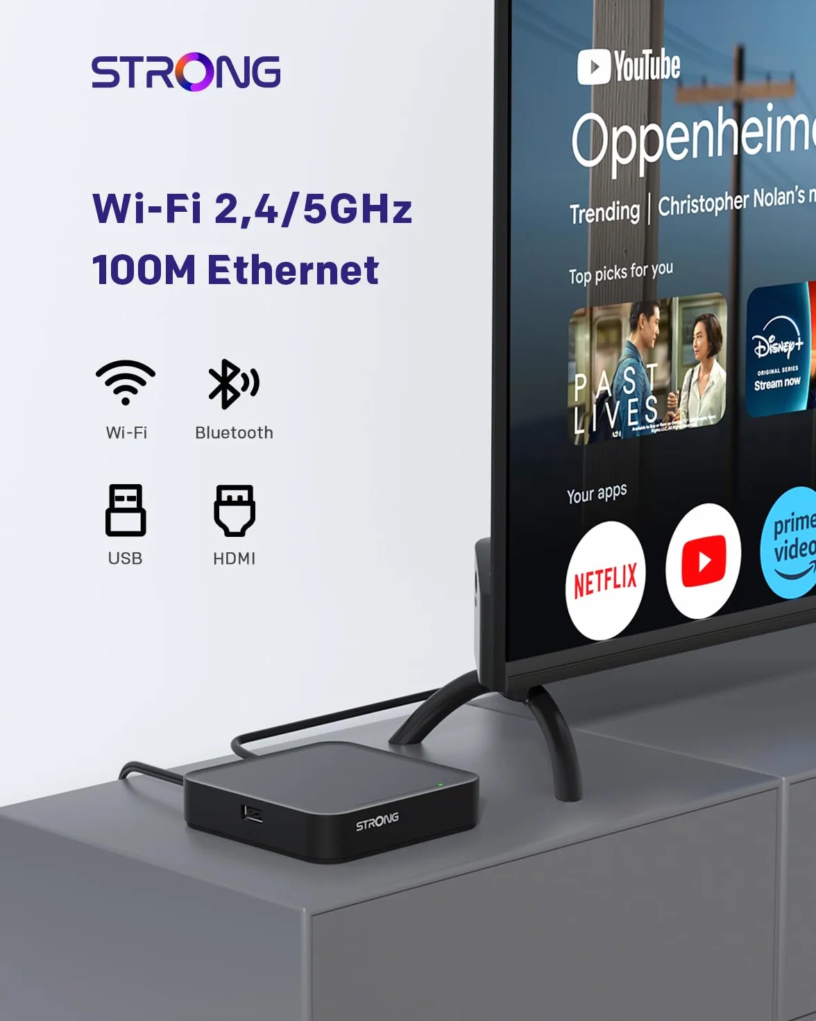 STRONG Leap-S3 4K UHD Google TV-Streamingbox Mit Ethernet-Port, 2GB RAM + 16GB Speicher, Integriertem Chromecast, WiFi, Google-Sprachsteuerung, HDR10+