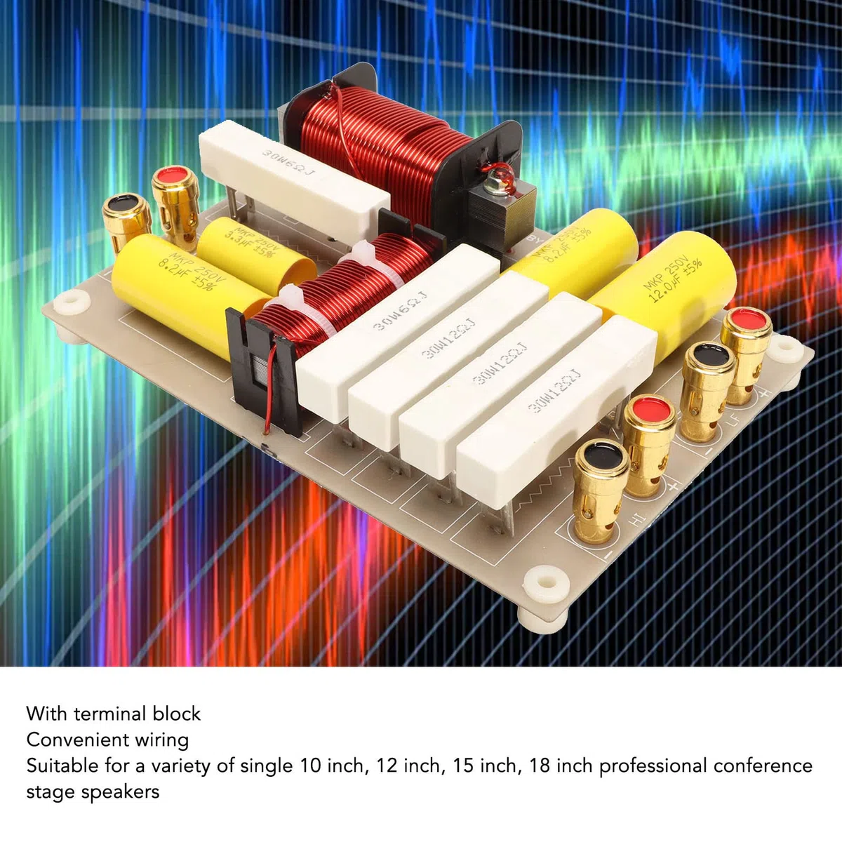 Septpenta 2 Wege Crossover Filter, Integrierte Insurance Guard Höhen, Hervorragende Wärmeableitung, 800 W HiFi Teiler für Einzelne 10 Zoll, 12 Zoll, 15 Zoll, 18 Zoll Bühnenlautsprecher