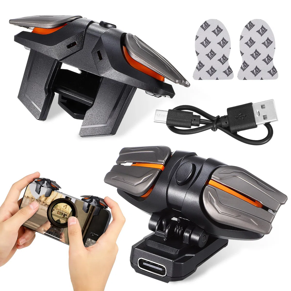 UKCOCO Mobile Gaming Trigger Handy Gamecontroller mit Ziel- und Feuerauslösern kompatibel mit Telefonen 1 Paar Trigger 2 Gaming Fingerhüllen