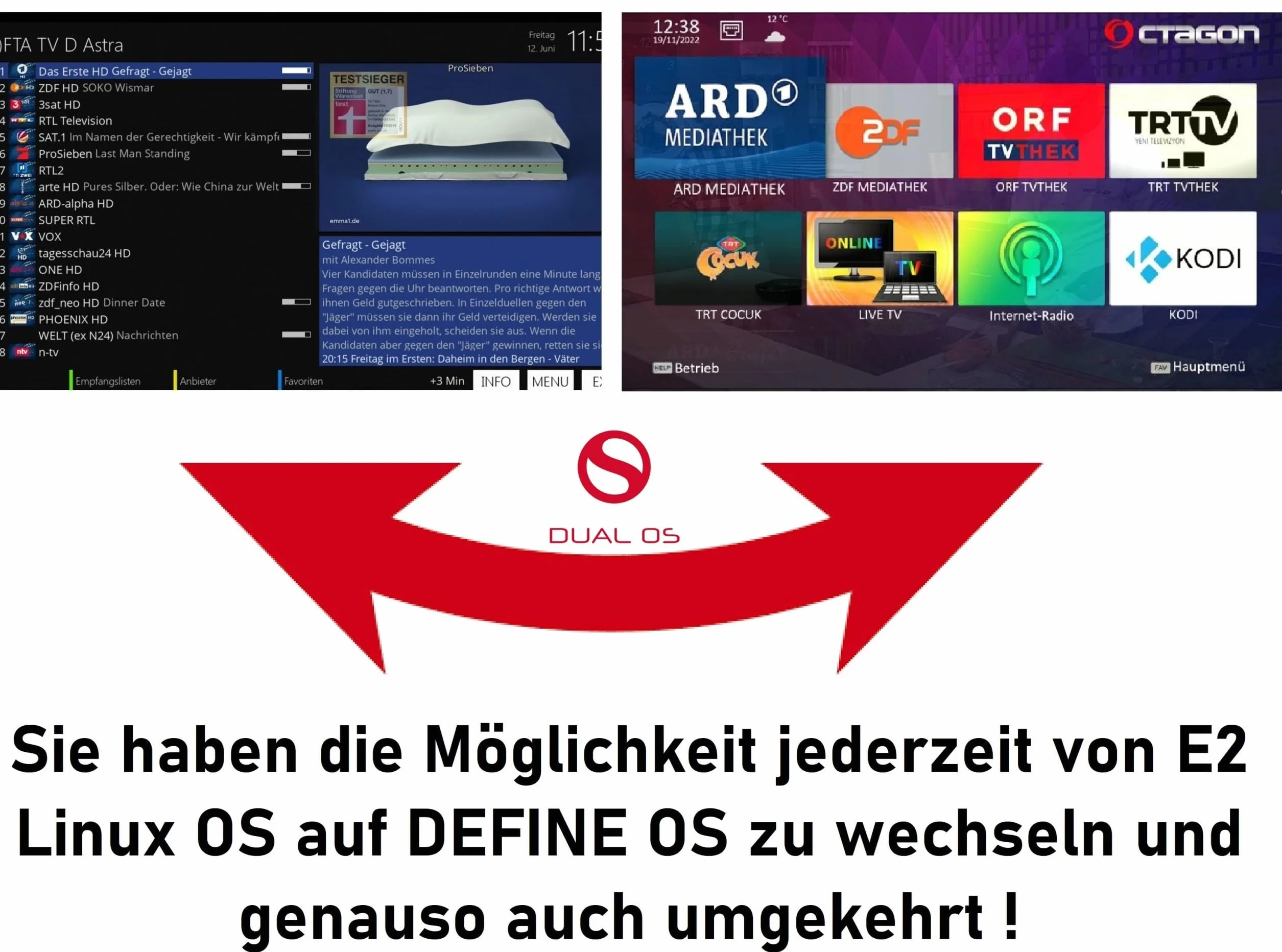 Octagon SF8008 UHD 4K Supreme Twin Sat Receiver, 2X DVB-S2X Tuner, E2 Linux & Define OS, mit Aufnahmefunktion, M.2 M Key, Gigabit LAN, Bluetooth, Kartenleser, Sat to IP, Multistream, WiFi WLAN