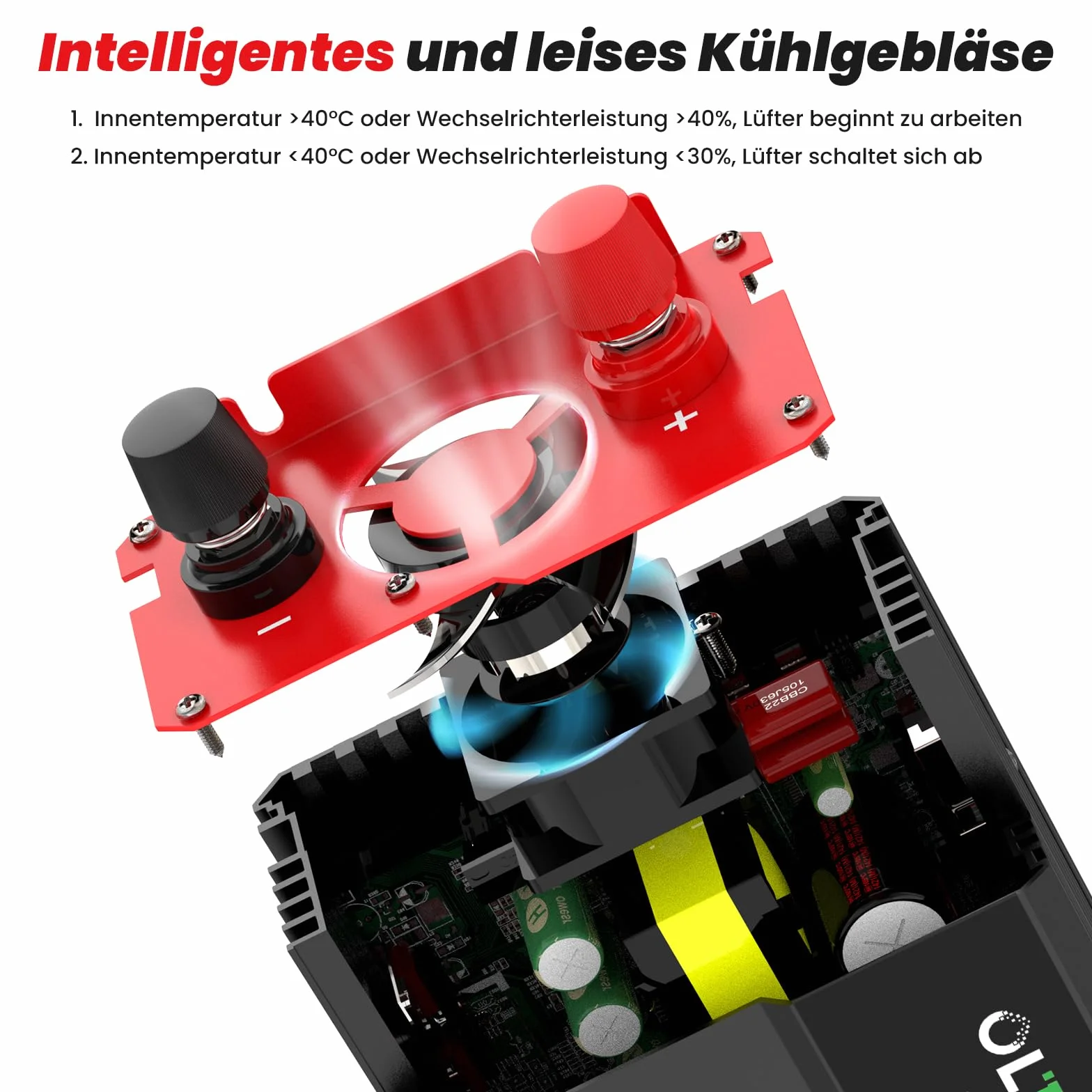 OLTEANP Wechselrichter 12V auf 230V Reiner Sinus,Spannungswandler 1200W Inverter mit LCD-Bildschirmanzeige, AC-Steckdosen, 36W Typ-C-Anschluss, 5V/3A USB-Anschluss für LKW,Zuhause,Fahrzeuge