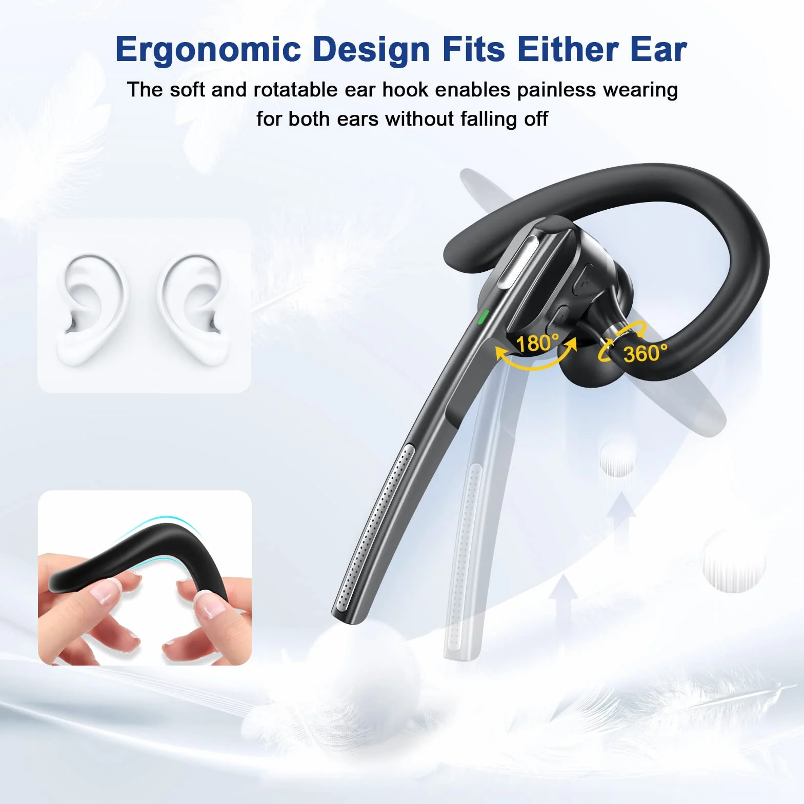 Bluetooth Headset Freisprechanlage mit Mikrofon CVC8.0 70 Std Spielzeit Ladecase In Ear Kabellos für Autofahren