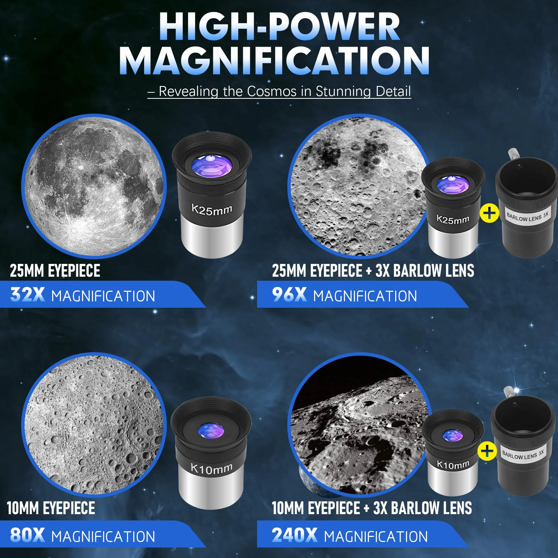 MEEZAA Teleskop, Teleskope für Erwachsene Astronomie Profi, 90mm Blende 800mm AZ Mount Refraktor Teleskop für Kinder und Anfänger, Teleskope Astronomisches zur Beobachtung von Mond und Planeten