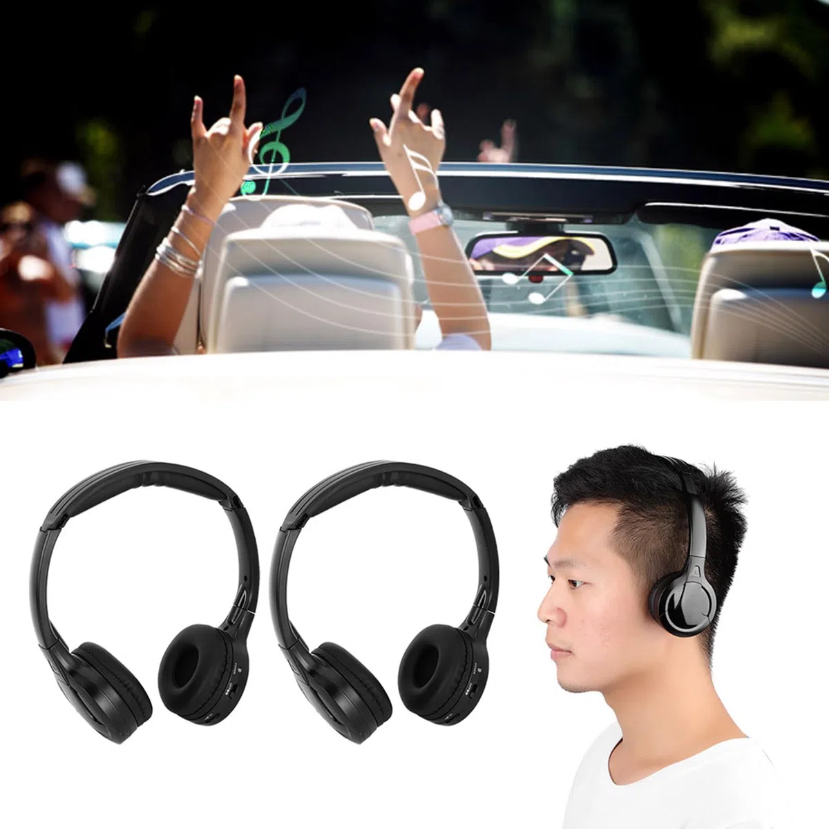 Qiilu Espace 4, 2-Kanal-Stereokopfhörer mit kabellosem Infrarot für die Kopfstütze im Auto, DVD-Player im Wohnwagen, kabellose Uconnect-Telefone, U Connect, Infrarotkopfhörer