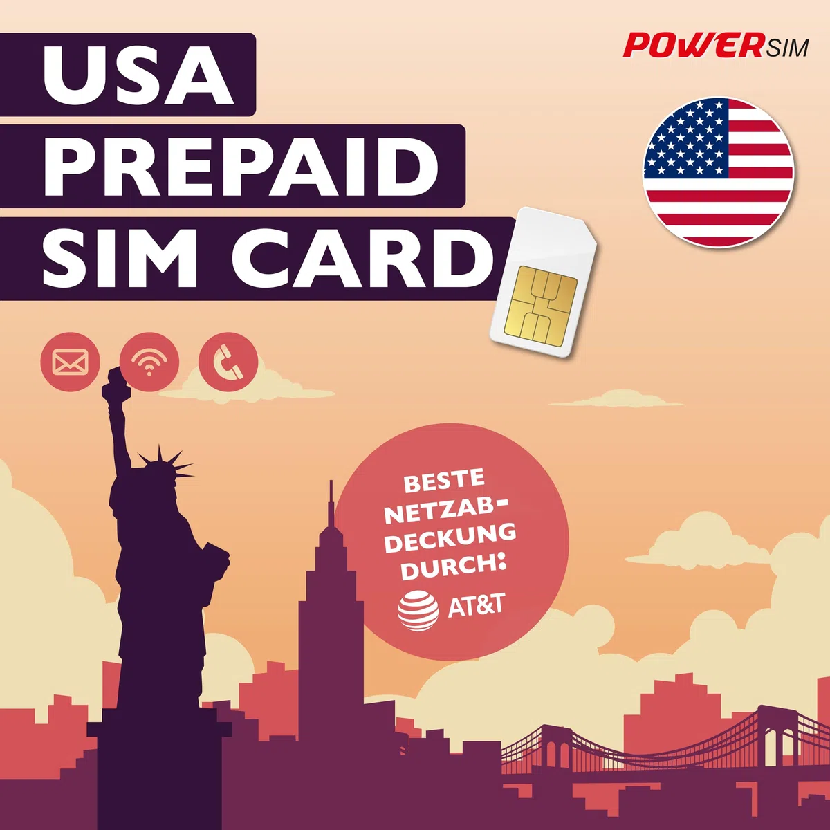 AT&T USA Simkarte eSIM 30 Tage 30GB