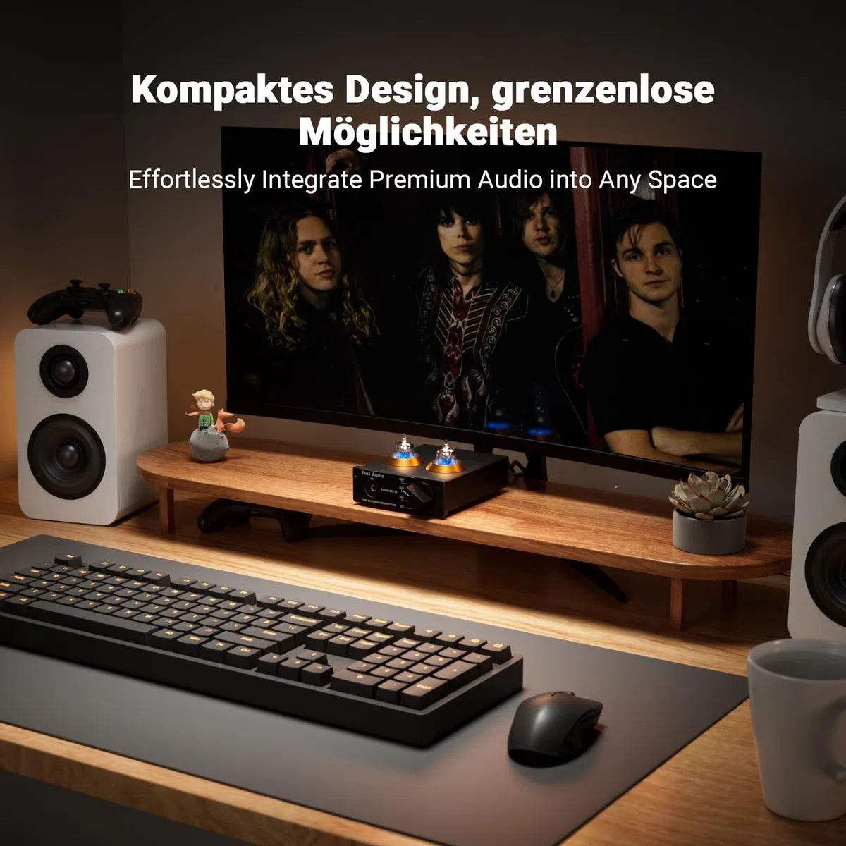 Fosi Audio Box X2 Phono Vorverstärker für MM Plattenspieler, Stereo Röhrenvorverstärker HiFi Mini Vakuum Vorverstärker mit Gain-Regelung, inkl. 12V DC Netzteil