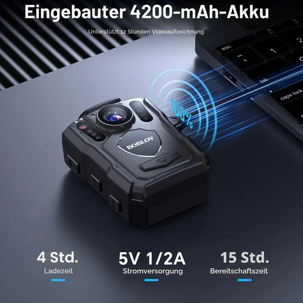 BOBLOV M5 256GB 2K Körperkamera mit Audio, 1440P GPS Police Body Cam für Strafverfolgungsbehörden, 4200 mAh Batterie, IP67 wasserdicht, Dash Cam für Autos mit Saugnäpftassenhalterung