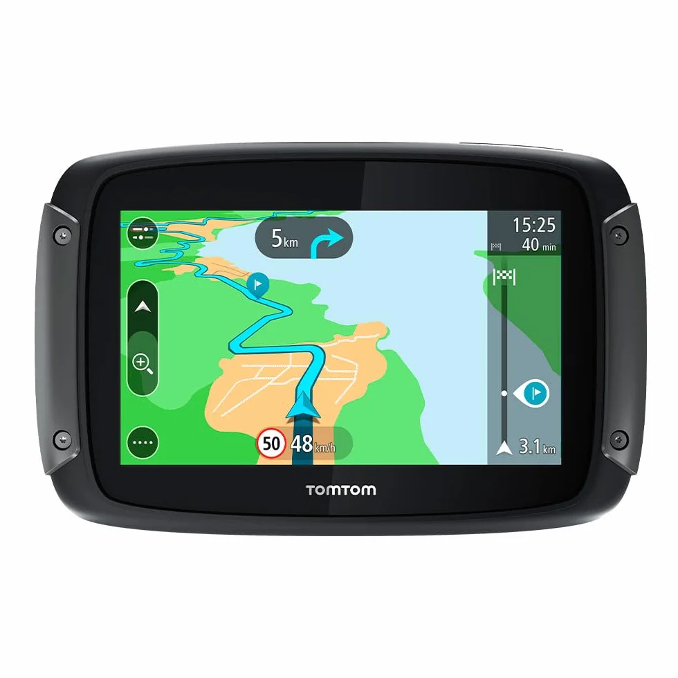 Tomtom Motorrad Navi Rider 500 (4,3 Zoll, kurvige und bergige Strecken speziell für Motorräder, Stauvermeidung Dank Tomtom Traffic, Motorrad-Halterung, Updates über Wi-Fi) Schwarz, 16GB