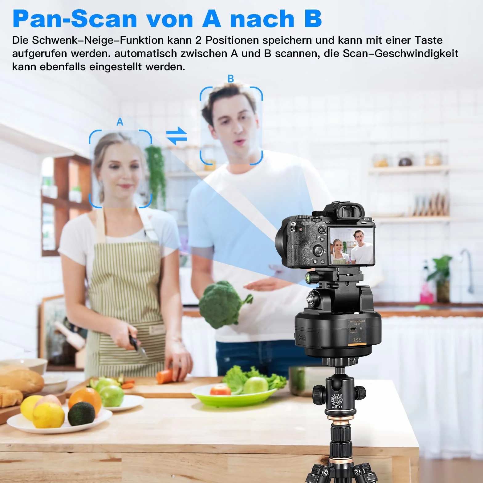 Soonpho M6 Motorisierter 360 Grad Erehbarer Elektrischer Remote Panorama-Stativkopf mit Telefonklemme und Fernbedienung AI Face Tracking Gestenerkennung AB Zwei Punkt Typ für DSLR,Stativ,Mobiltelefon