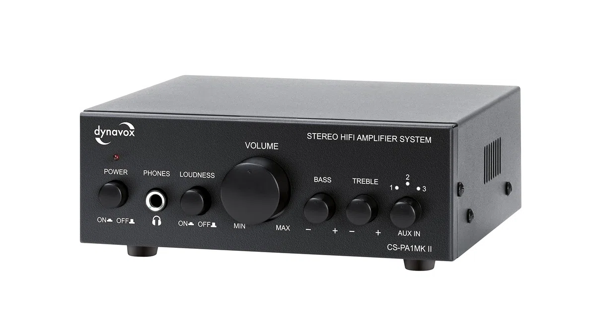 Dynavox CS-PA1 MK II Mini Stereo-Verstärker, Klangregelung Bass Hochton, 3,5 mm Klinke Kopfhörer, schwarz