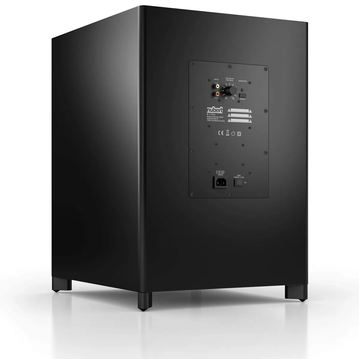 Nubert nuSub XW-1200 Schwarzer Funk-Subwoofer Appsteuerung Einmessung High End Woofer 5.1 Sets Heimkino Aktivsubwoofer Downfire-Technik LFE-Box 420 Watt Bass unter 20 Hz