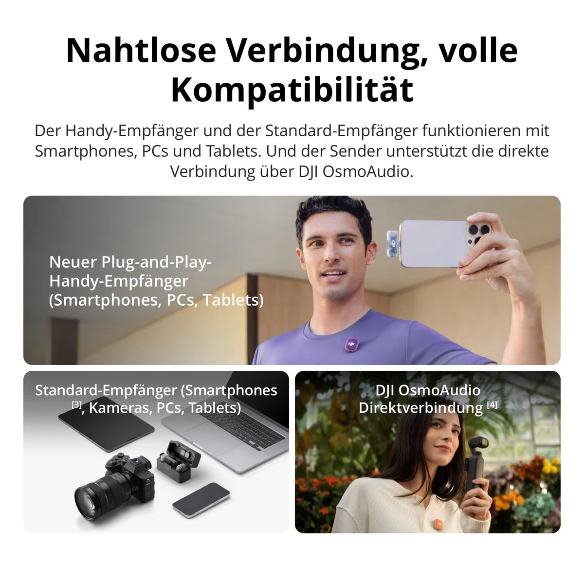 DJI Mic Mini 2 Lavalier-Mikrofon Ansteckmikrofon 2 TX + 1 RX Ladeschale 48h Akkulaufzeit