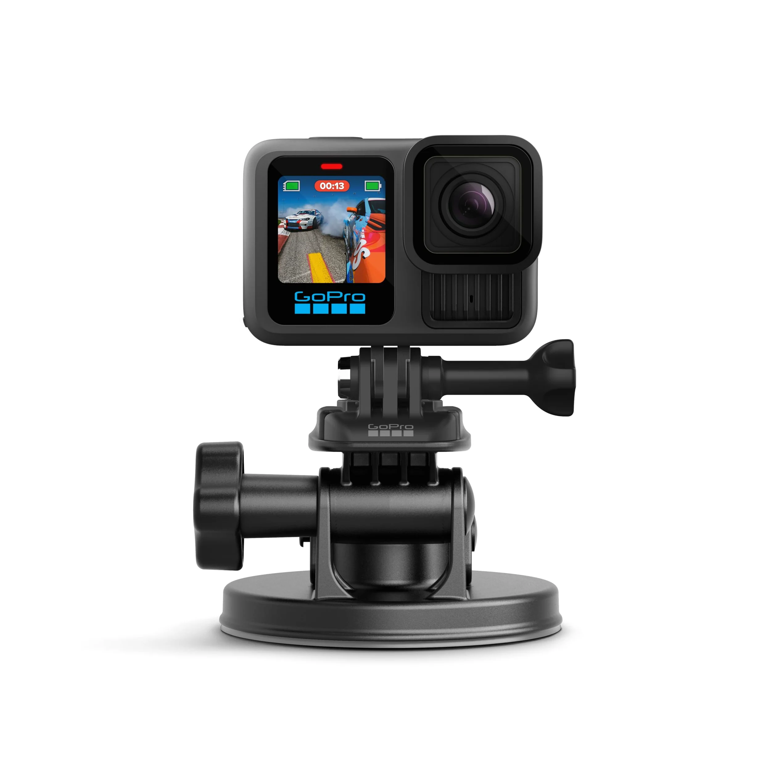 GoPro HD HERO2, HERO3, HERO3+ Front Saugnapfhalterung - gebogene, vertikale Schnellspannschnalle, 2 x Schwenkarme, Rändelschrauben (Offizielles GoPro-Zubehör)