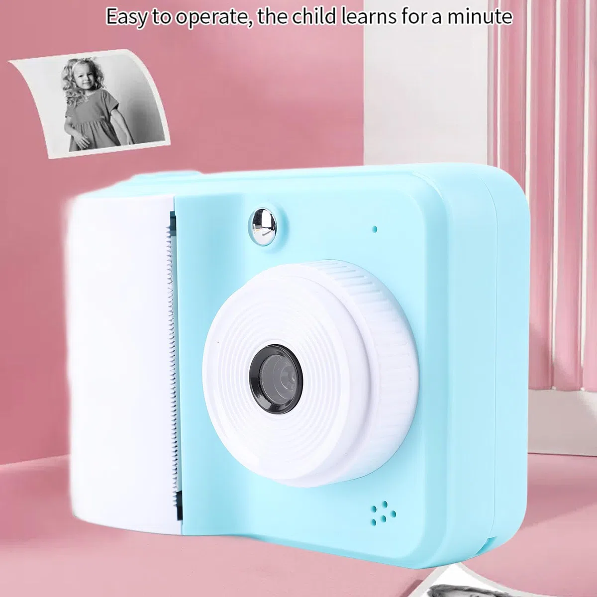 Sofortbildkamera, 48MP 1080P HD Sofortdruck Digitalkamera mit 2,4 Zoll Bildschirm, Tragbare Reisekameras, Thermodruck mit Druckpapier für Selfies (Blue)