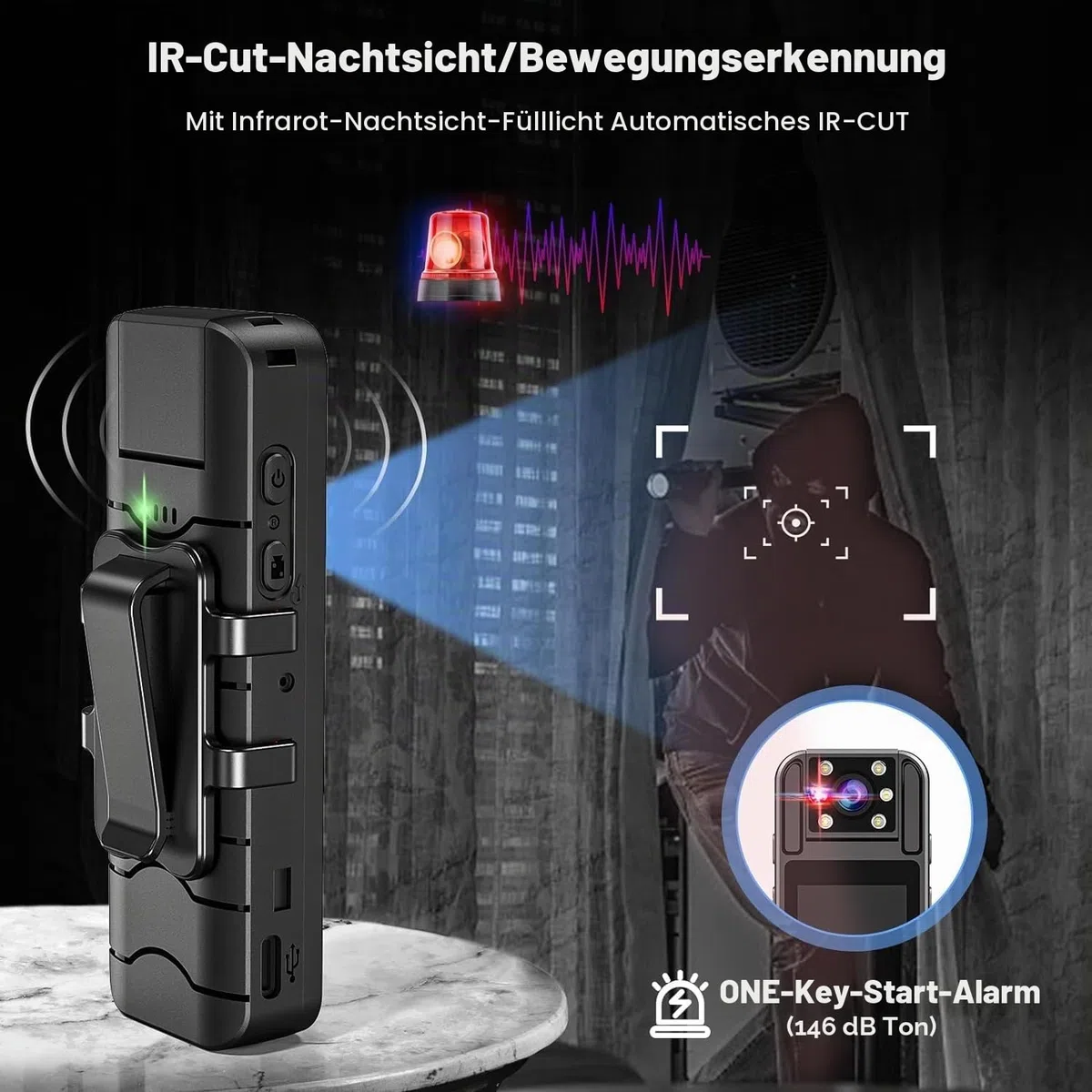 kaysunlink Körperkamera mit Audio- und Videoaufnahme, 1080P FHD, Mini-Polizei, tragbar, klein, persönlicher Camcorder, Sport, Action, Outdoor-Videorecorder (128 GB)