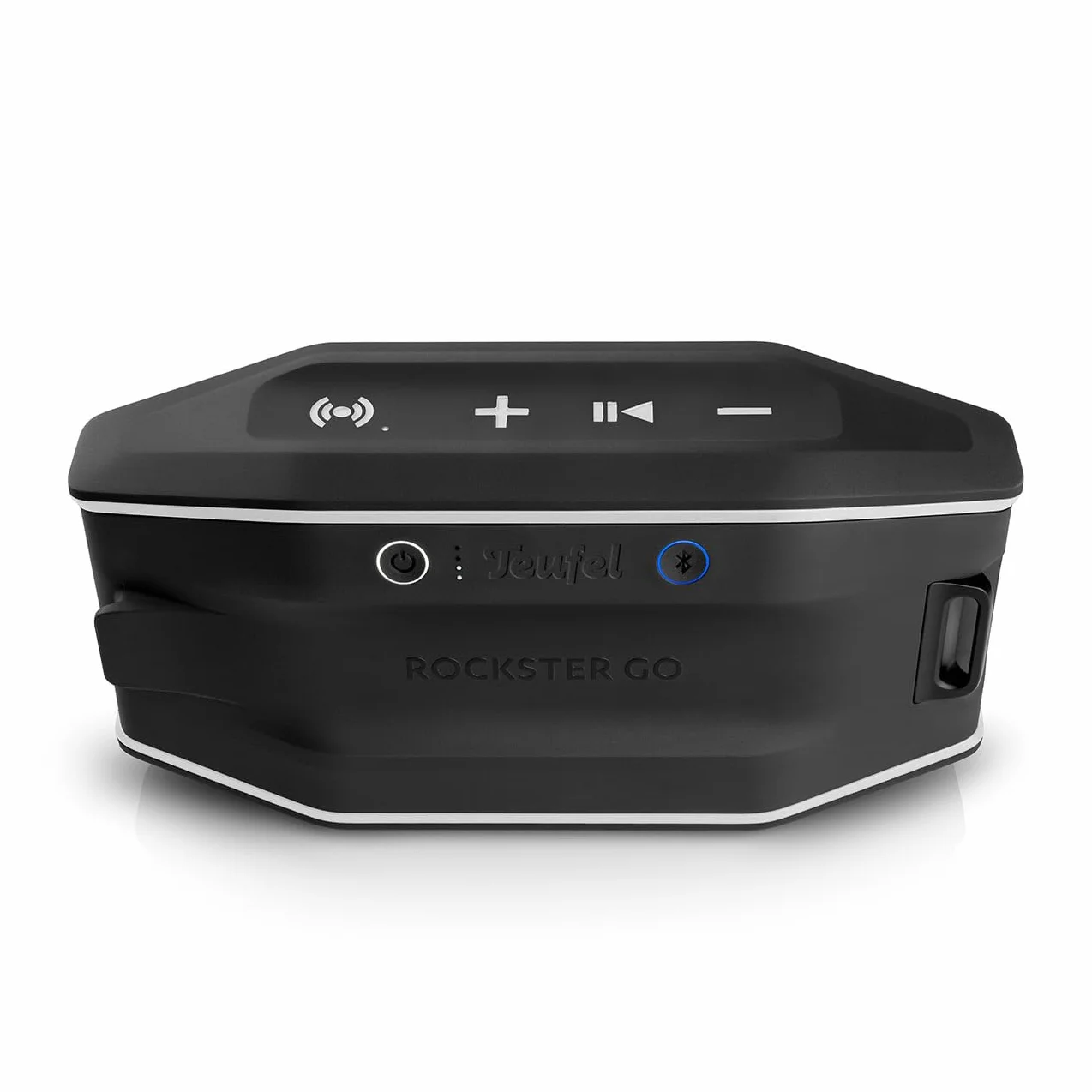 Fender x Teufel ROCKSTER GO 2 Bluetooth Speaker - Tragbarer Lautsprecher für draußen, mit Langer Akkulaufzeit (28 h), Wasserdicht IP67, Wireless Musikstreaming, USB Soundcard, Outdoor - Steel Black