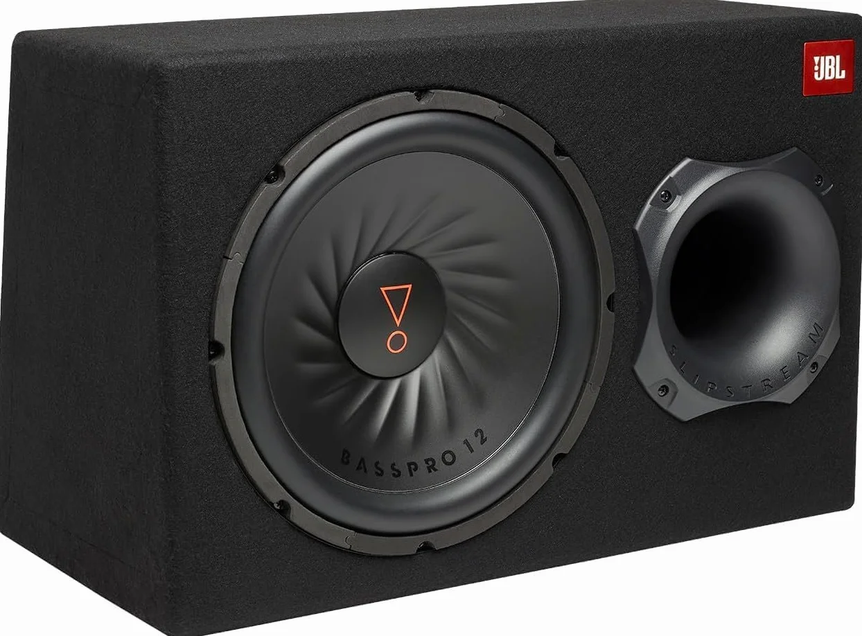 JBL BassPro 12 Aktiv Subwoofer Auto Set - Bassreflex Woofer JBL box groß 30 cm, 450 Watt verstärker Auto Soundsystem und Car hifi Bassbox Gehäuse