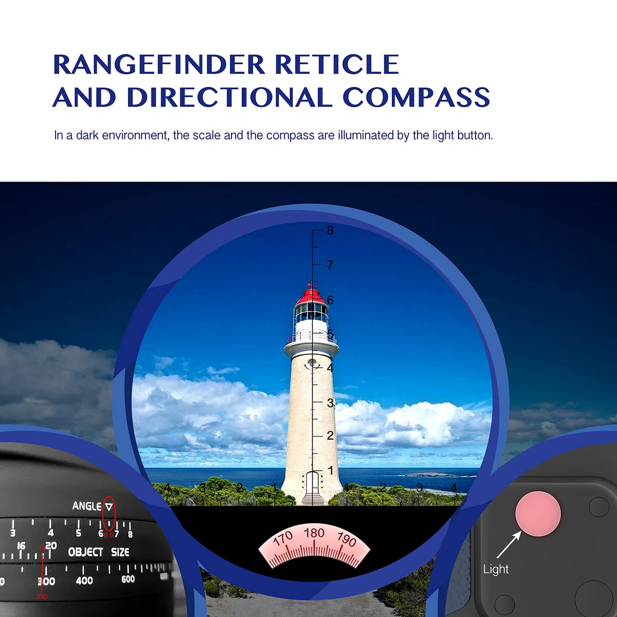 Aomekie Fernglas mit Nachtsicht Entfernungsmesser und Kompass 7X50 Militär Fernglas Marine BAK4 FMC Wasserdicht für Erwachsene mit Tasche und Gurt