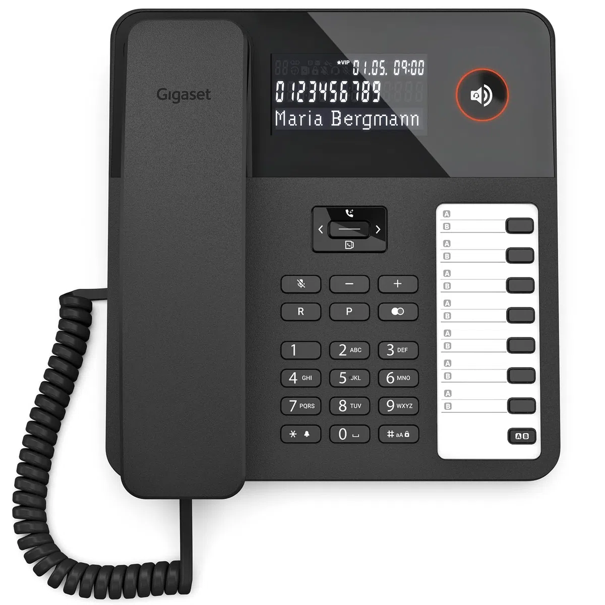 Gigaset Desk 600 - Schnurgebundenes Telefon mit 7 doppelbelegbare Direktwahltasten - Großes LCD-Display - 5 Wege Navigationstaste- Freisprechfunktion - MFV- oder Impulswahl, schwarz [Deutsche Version]