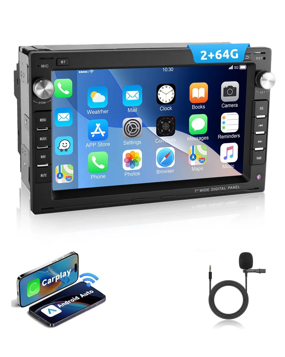 ESSGOO Drahtloses Carplay und Android 2+64G Android 15 Auto Autoradio Für VW Polo MK3/4 9N Golf 4 Passat B5 T5 Seat Skoda, 7 Zoll Touchscreen mit Bluetooth FM RDS GPS WiFi