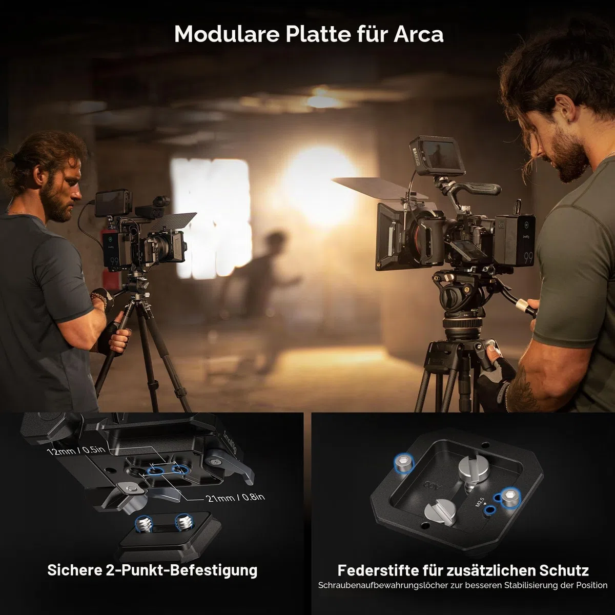 SMALLRIG V-Mount Battery Plate, V-Lock-Akku-Montageplatte mit doppelter Schnellwechselplatte für Arca-Swiss, kompakte und faltbare L-förmige V-Mount-Akkuplatte für DSLR-Kamera, Gimbals, Stativ – 4064B