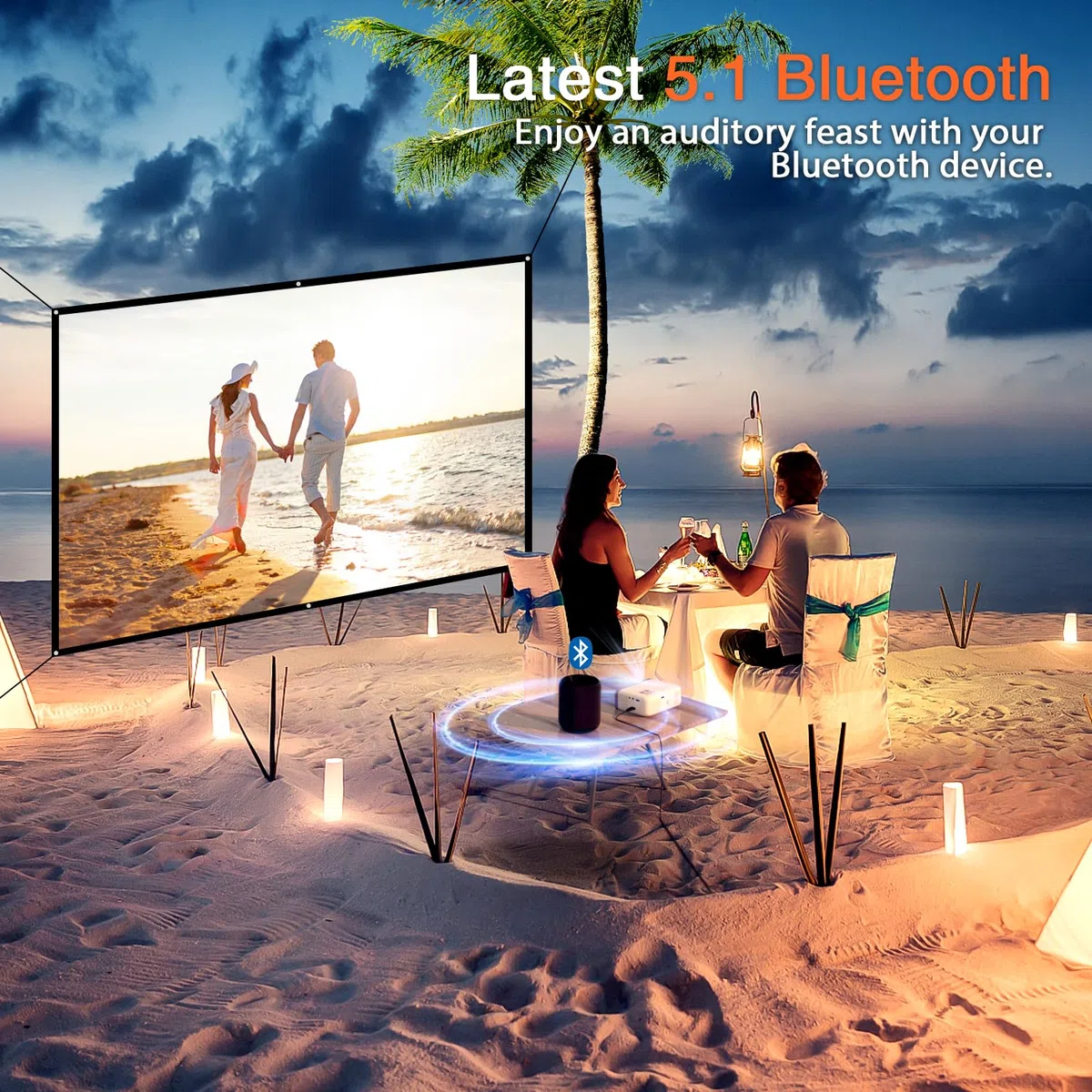 VOPLLS Mini Beamer 26000L WiFi Bluetooth Full HD 1080P Projektor Tragbar mit 50% Zoom Heimkino