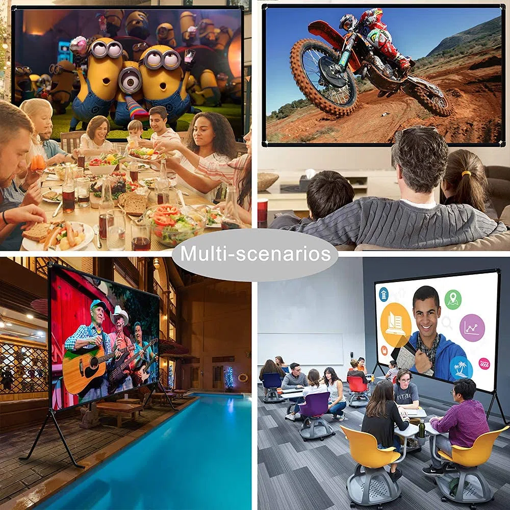 Beamer leinwand(150 "), Projektion Leinwand mit Ständer 16: 9 HD Faltbare Innen- / Außenprojektion, Videoprojektionswand für Zuhause, Party, Büro, Klassenzimmer…
