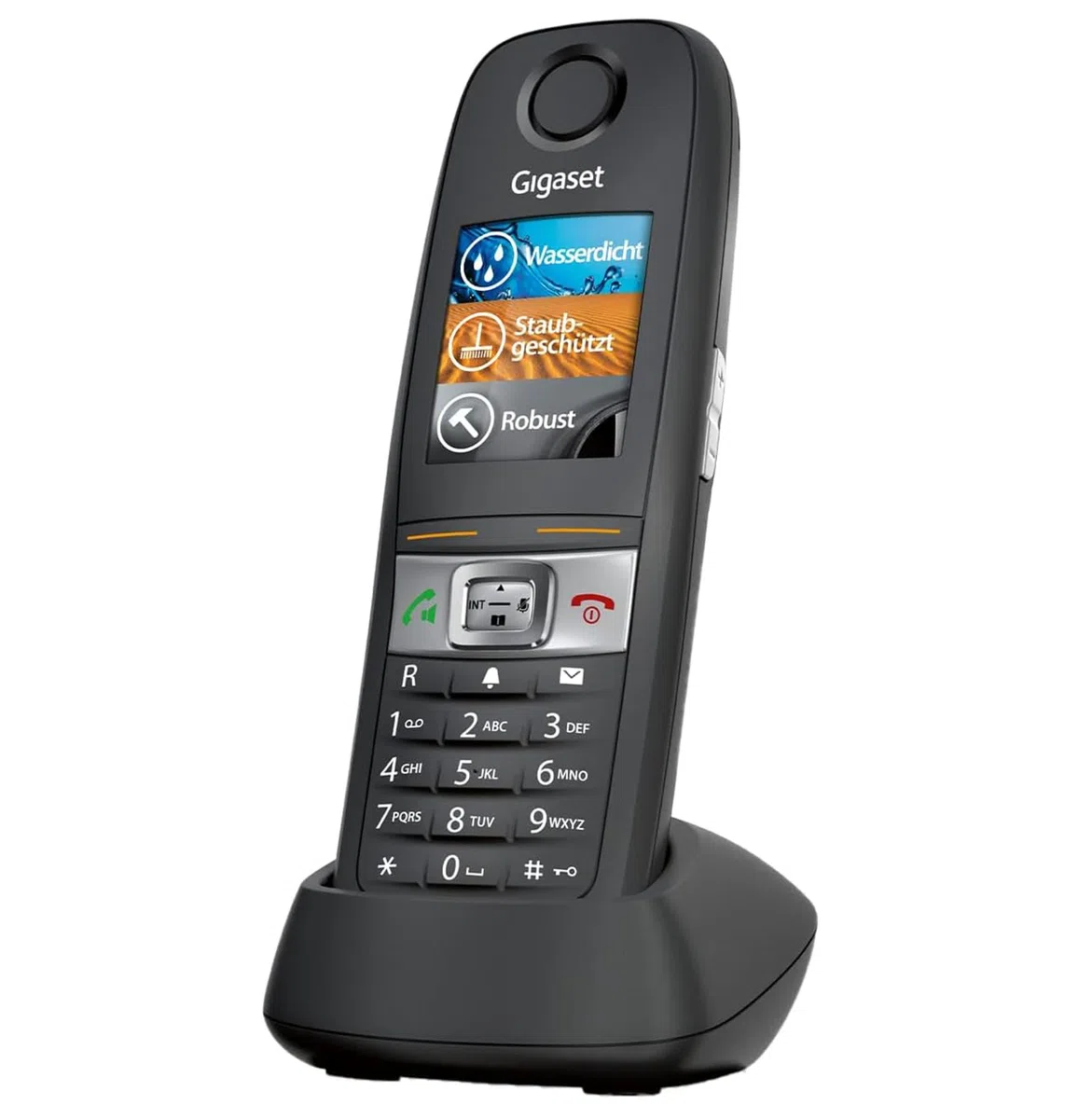 Gigaset E630 - Robustes Schnurloses DECT-Telefon - Mobilteil für Werkstatt - stossfest, staubresistent & wasserabweisend (IP65) - Vibrationsalarm - Lautstärkeregelung, schwarz [Deutsche Version]