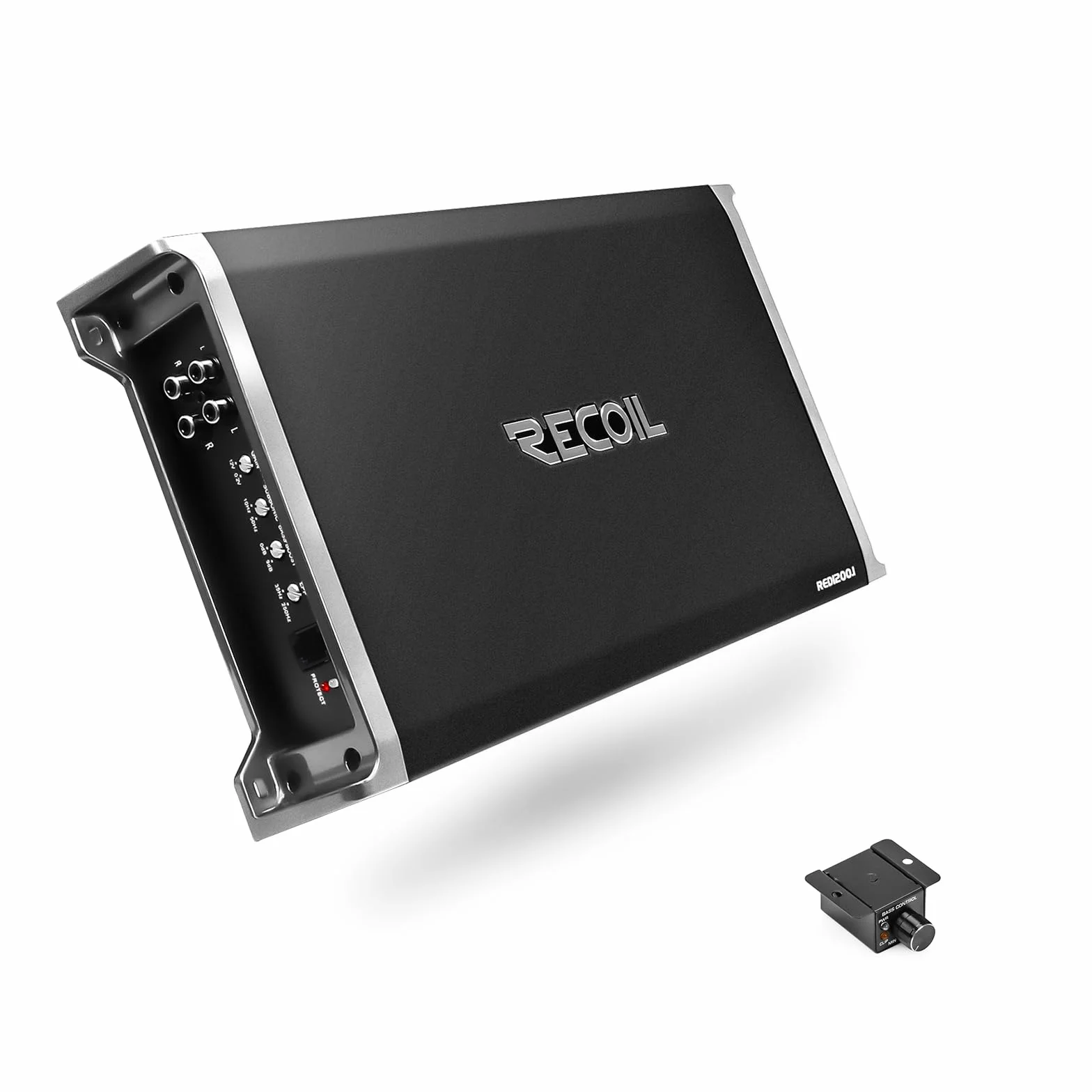 RECOIL RED1200-1 2500 Watt Class-D Car-Audio-Monoblock-Subwoofer-Verstärker, 1 Ohm stabil, Remote-Bass-Regler enthalten