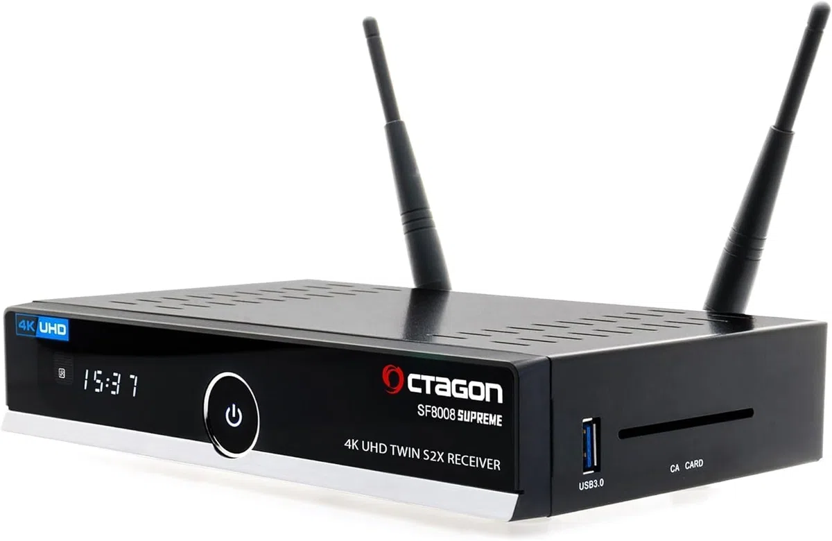 OCTAGON SF8008 UHD 4K Supreme Twin Sat Receiver, 2X DVB-S2X Tuner, E2 Linux & Define OS, mit PVR Aufnahmefunktion, M.2 M Key, Gigabit LAN, Kartenleser, Sat to IP, WiFi WLAN + HM-SAT HDMI Kabel