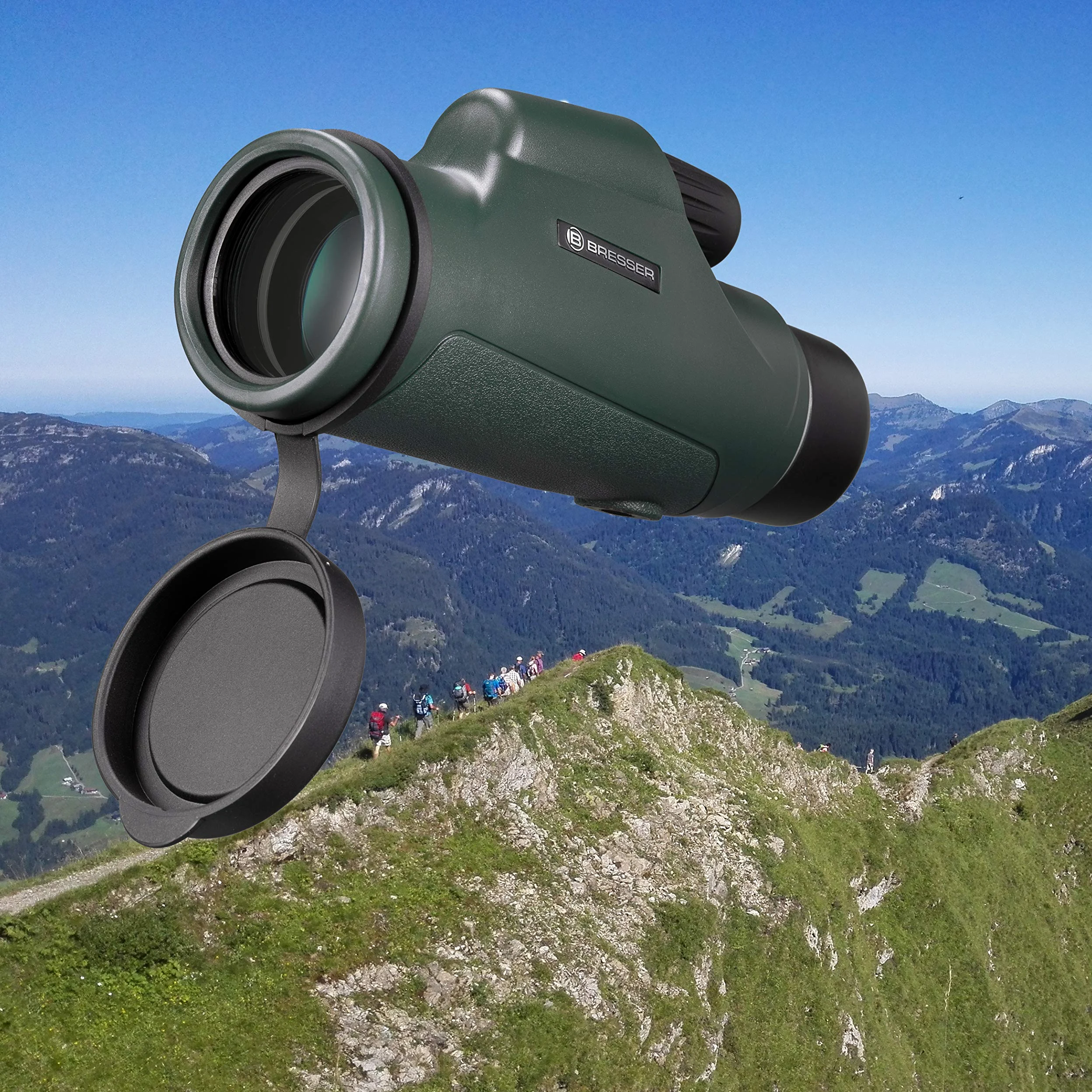 Bresser 10x42 Monokular Wasserdicht, Dachkant Optik, Robuste Gummiarmierung, Mehrschichtvergütung, inkl. Trageschlaufe und Tasche, Ideal für Naturbeobachter