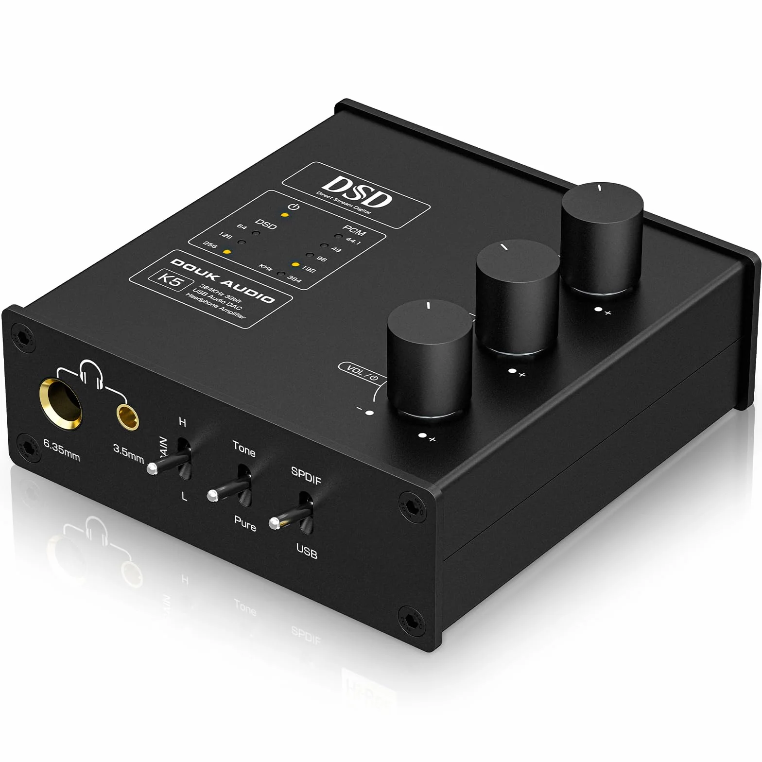 Douk Audio K5 PC DAC Kopfhörerverstärker mit USB & Optischem Eingang DSD256 für Verstärker, Lautsprecher, Mac, Computer
