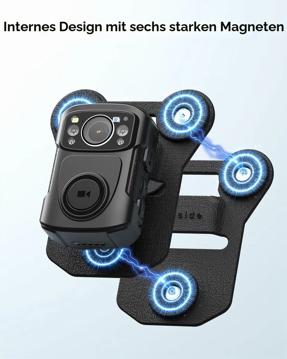 BOBLOV Magnetische Halterung für Körperkamera, 6-Magnet-Stil, Universeller Magnetischer Saugnapf-Clip, aus schwarzem Silikon, haftet an der Kleidung für universelle Body Cam Aller