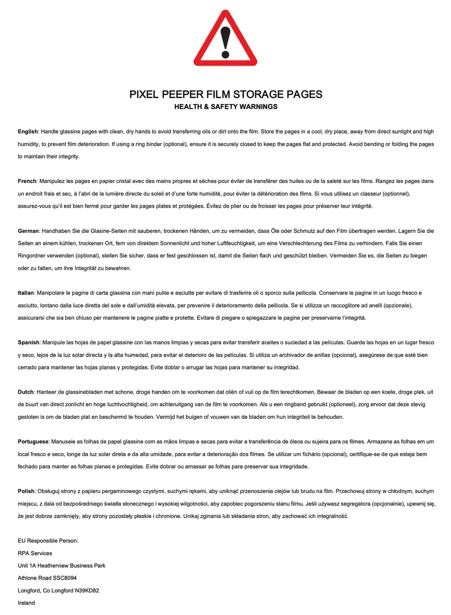 100 x Negative Heftblätter für 120 Folien Säurefrei, Archivierungssicher. Premium Pergaminpapier Archivseiten für Ringbücher Medium Format.