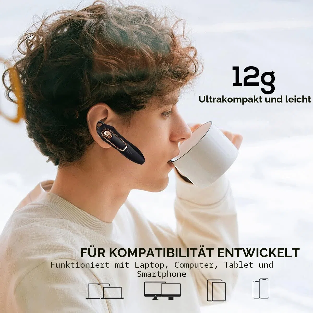 Micool Bluetooth Headset V5.4 mit Mikrofon, Geräuschunterdrückung, 36h Gesprächszeit, Kabelloser Headset für LKW Fahrer