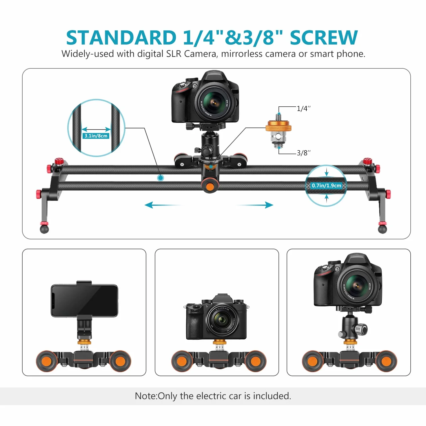 NEEWER 3 Räder Drahtloser Videokamera Stativ Dolly,3 Gang Motorisierte Elektrische Schiene Dolly Auto mit Fernbedienung,Kompatibel mit DSLR Kamera Camcorder Gopro iPhone Smartphone(Schwarz)