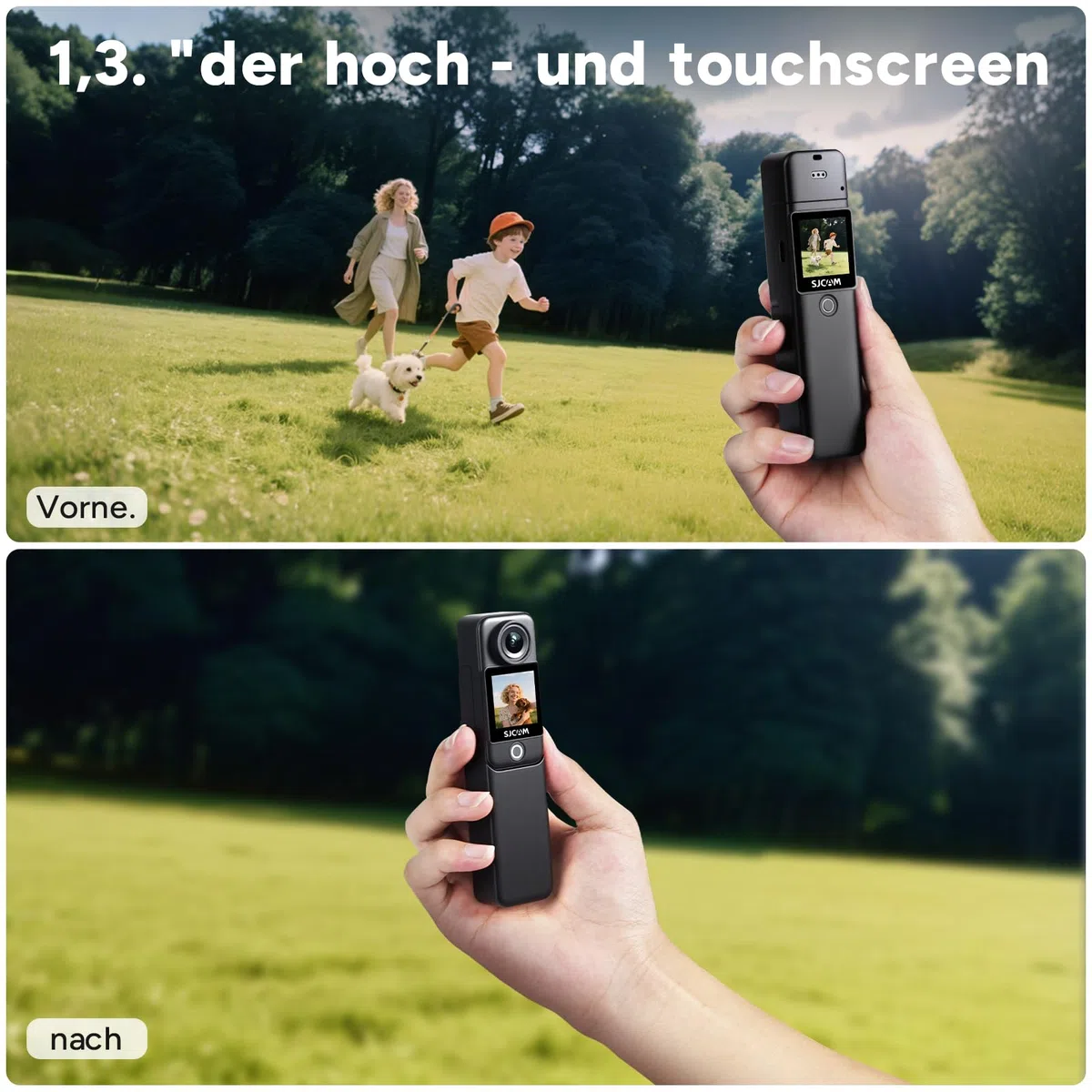 SJCAM C300 Pocket Vlog Kamera Action Cam 4K,7-Stunden Akkulaufzeit, 6-Achsen-Stabilisierung,Dual-Touchscreen-Körperkamera, 30 Meter wasserdicht, für Vlogging Camera YouTube-Live-Streaming