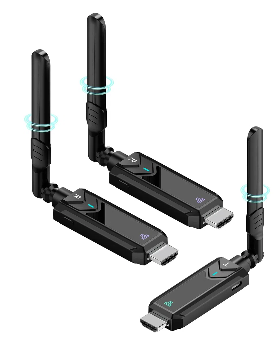 Wireless HDMI Transmitter and 2 Receiver 350M/1148FT,1080P HDMI Funkübertragung Funk Streaming Video für Laptop, Camera, TV Box zu HDTV, Monitor,Projektor