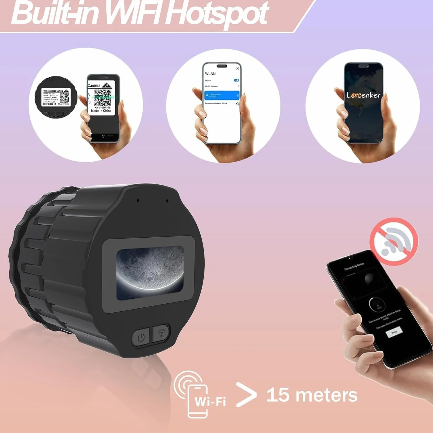 Elektronische WiFi-Okularkamera, 4MP 2K-Videoaufzeichnung Integrierte WiFi-Apps Elektronische Okularkamera für 1,18-1,97-Zoll-Teleskope