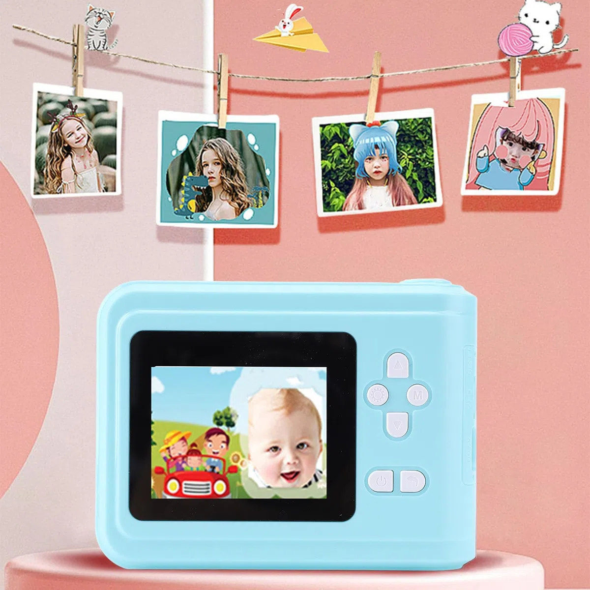 Sofortbildkamera, 48MP 1080P HD Sofortdruck Digitalkamera mit 2,4 Zoll Bildschirm, Tragbare Reisekameras, Thermodruck mit Druckpapier für Selfies (Blue)