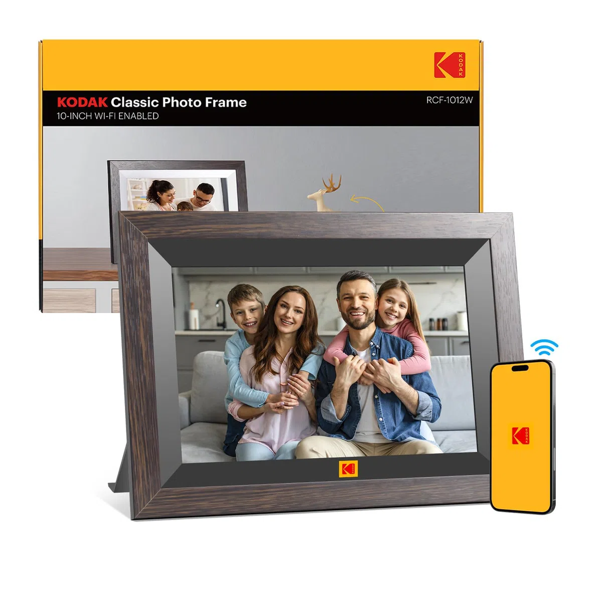 KODAK 10,1 Zoll WiFi Digitaler Bilderrahmen, 1280x800 HD IPS Touchscreen Smarter Bilderrahmen WLAN, 32GB Speicher, Automatische Rotation, Wandmontagefähig, Teilen Sie Fotos sofort von überall aus