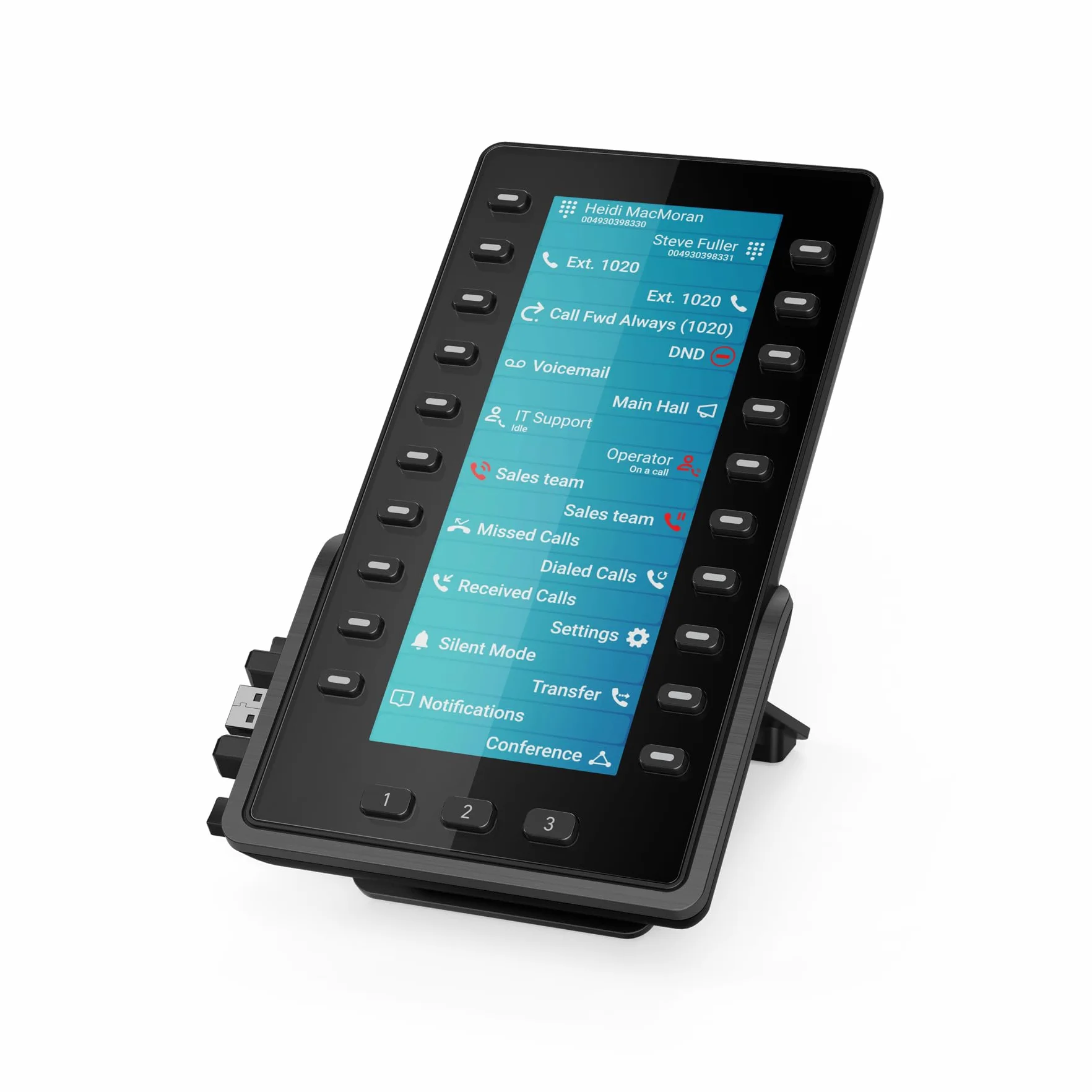 Snom D8C Erweiterungsmodul, 6,8" TFT, 20 Tasten, Schwarz | VoIP Tastenpanel mit BLF & Direktwahl-Funktion – Sidecar für Rezeption, Callcenter und Power-User, kompatibel mit D8xx