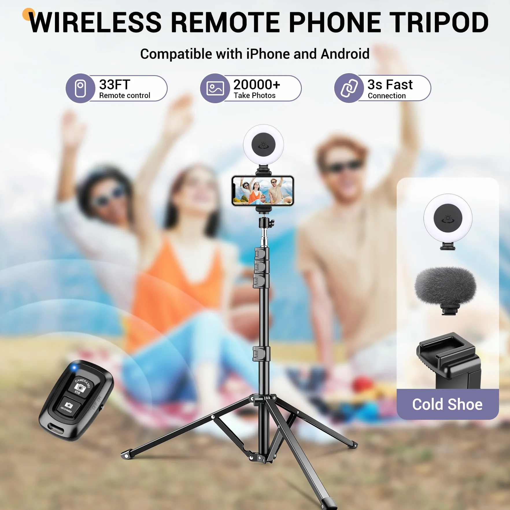 Victiv 224cm Hoch Handy Stativ, Schwerlast Flexibel Overhead Stativ für Kamera mit 35cm Verstellbarer Schwanenhals, Aluminium Kamera Phone Stative für Canon DSLR & iPhone17 16 15 Pro Max Min, Samsung