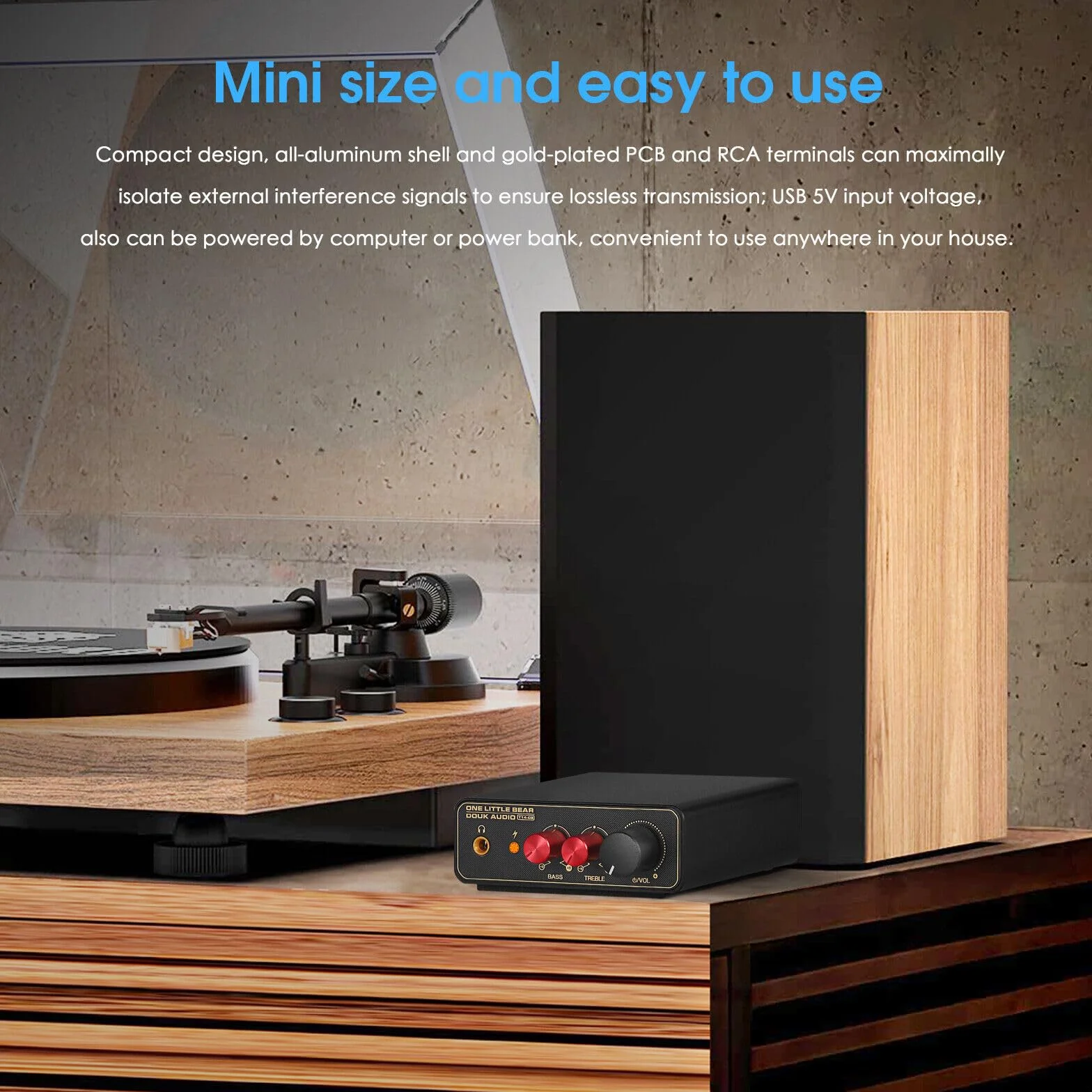HiFi MM/MC RIAA Plattenspieler Phono-Vorverstärker LP Vinyl Turntable Preamp Mini Kopfhörer-Verstärker (T14-EQ)