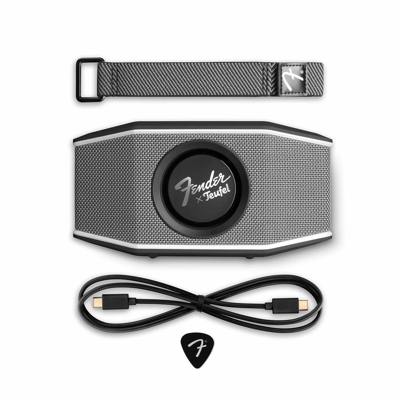 Fender x Teufel ROCKSTER GO 2 Bluetooth Speaker - Tragbarer Lautsprecher für draußen, mit Langer Akkulaufzeit (28 h), Wasserdicht IP67, Wireless Musikstreaming, USB Soundcard, Outdoor - Steel Black