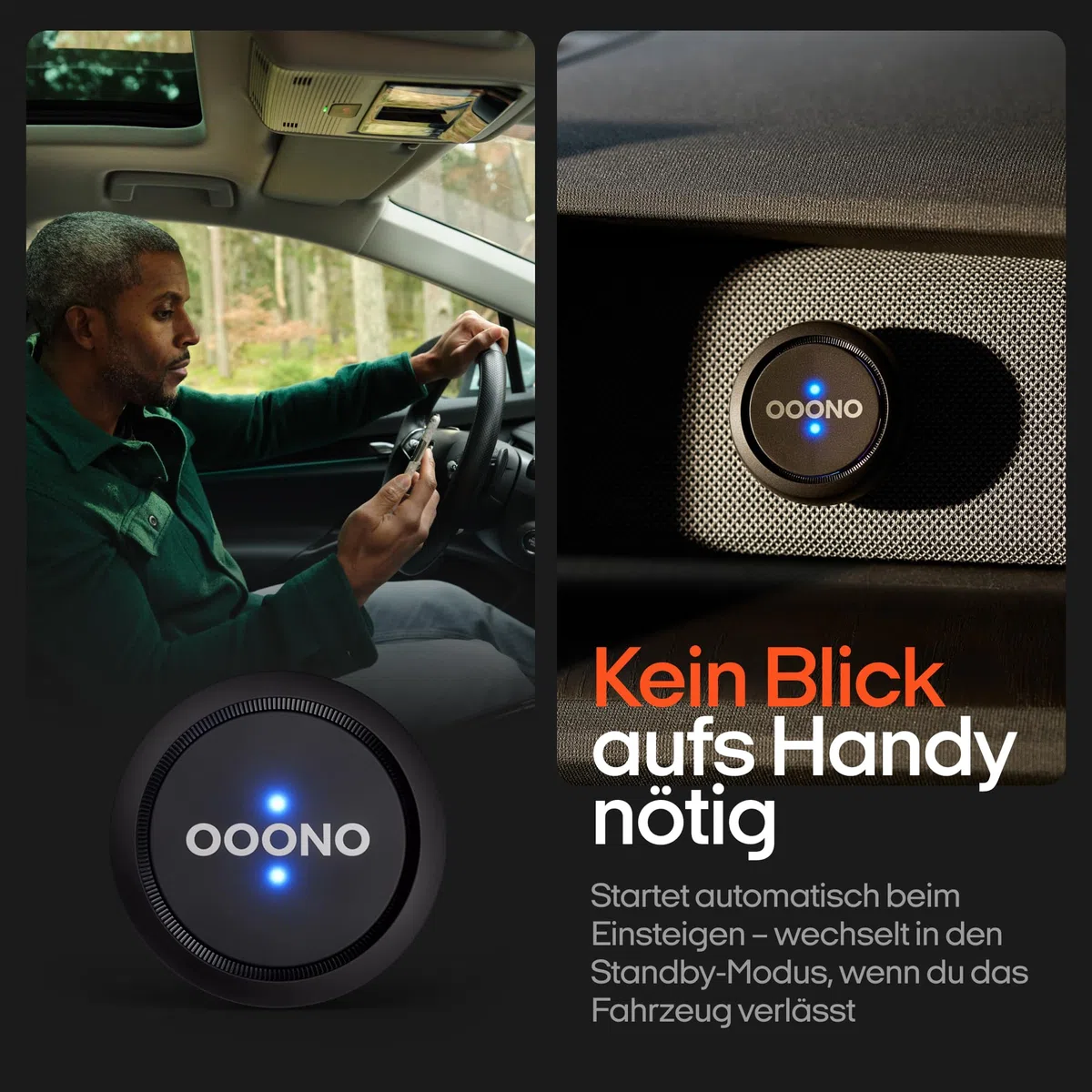 OOONO Co-Driver NO1: Warnt vor Tempo-Kontrollen und Gefahren im Straßenverkehr in Echtzeit - Automatisch aktiv nach Verbindung zum Smartphone über Bluetooth