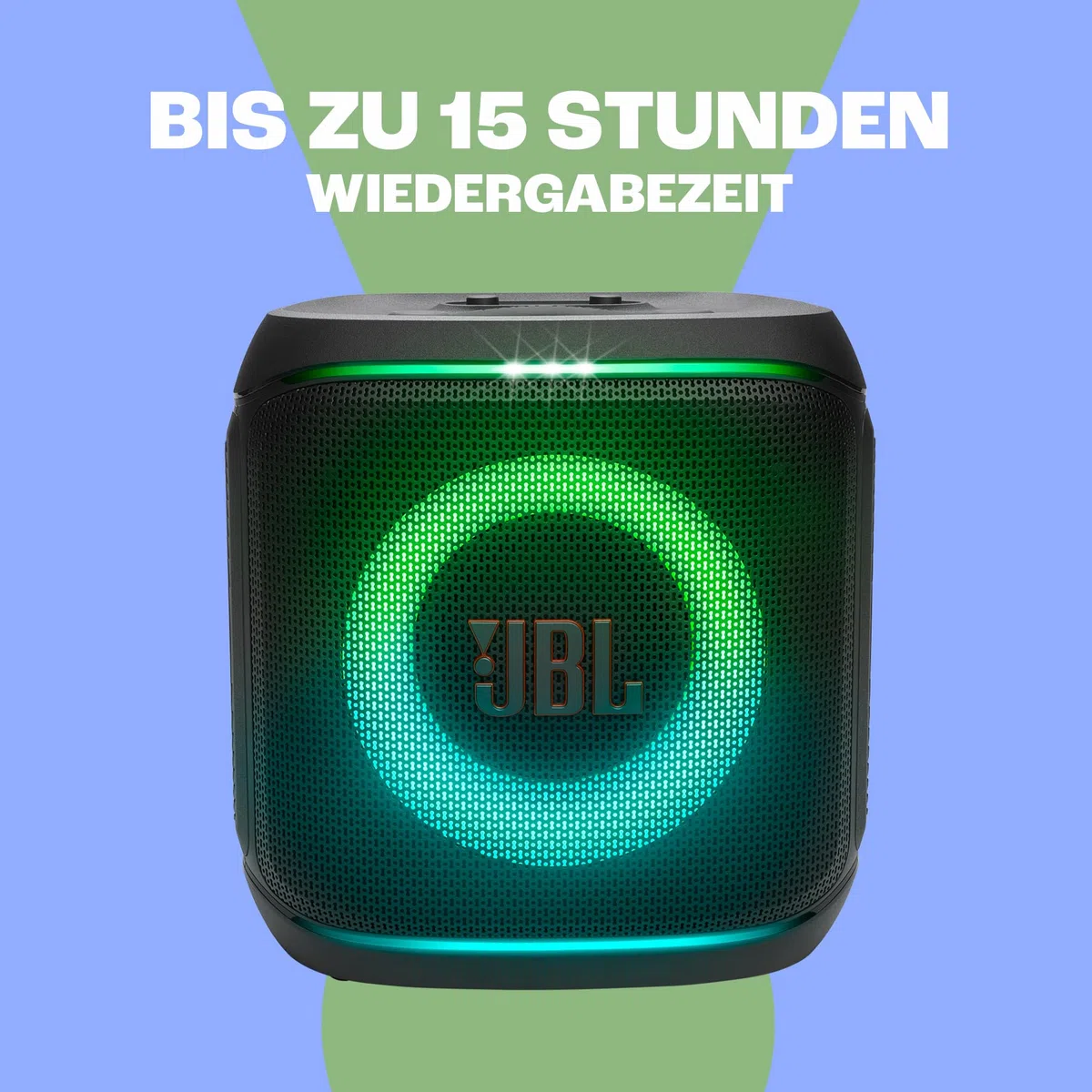 JBL Partybox Encore 2, kabelloser Bluetooth Partylautsprecher mit Mikrofon, 15 Stunden Spielzeit, IPX4 spritzwassergeschützt, Pro Sound, AI Sound Boost und Auracast Multi-Speaker, Schwarz