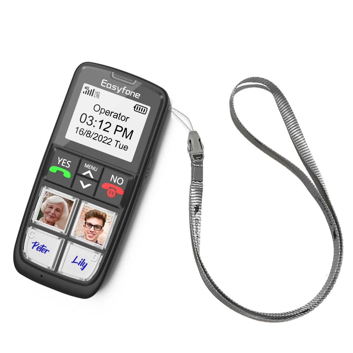 Easyfone T6 4G Seniorenhandy mit Große Bildtasten Mobiltelefon für Senioren ohne vertrag mit Notruftaste und Ladestation (Schwarz)