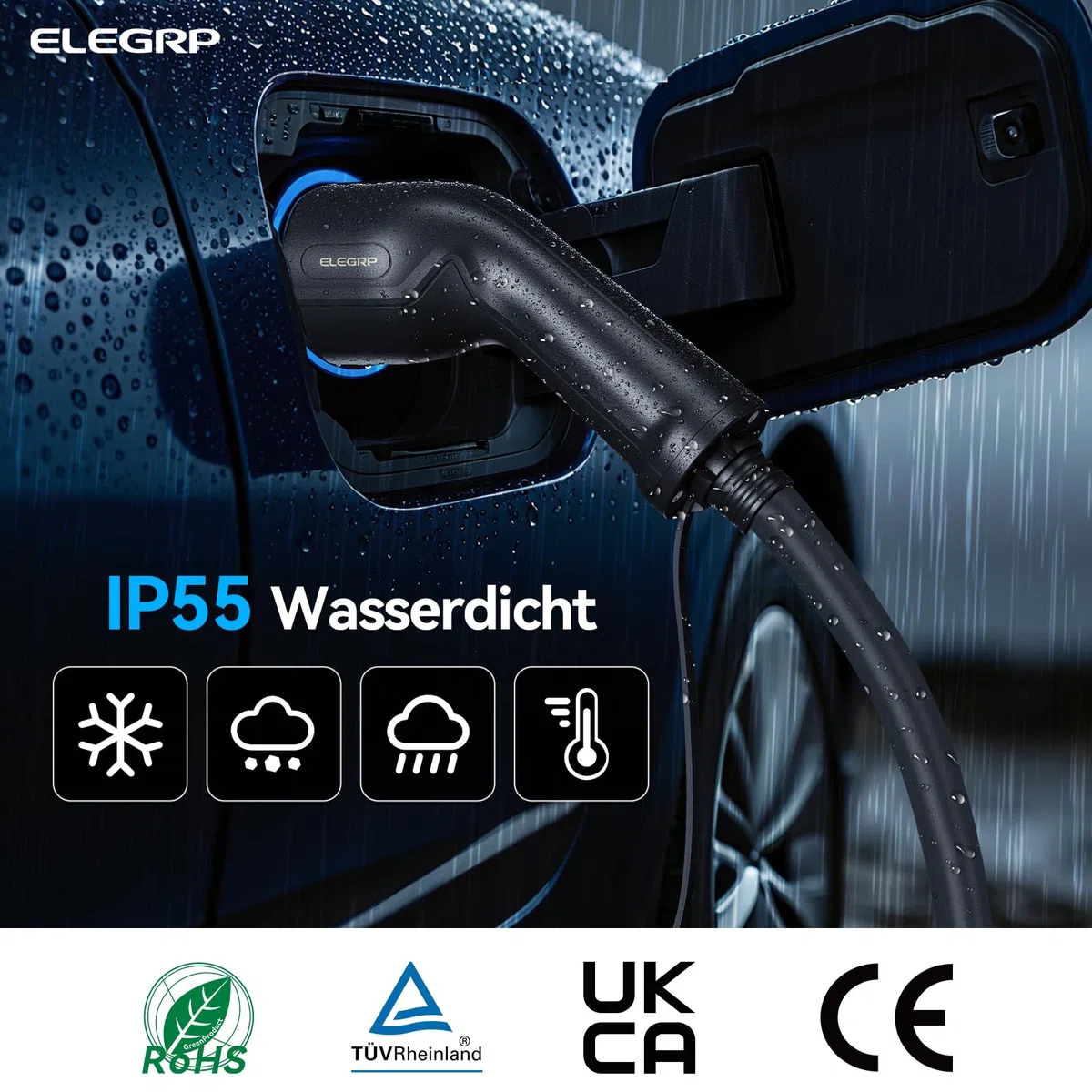ELEGRP Typ 2 Ladekabel, 22kW 7M 32A 3-Phasig, Typ 2 auf Typ 2 Mode 3 Ladekabel für Elektroauto EV/PHEV mit Tragetasche, Geeignet für Model S/3/X/Y, VW ID.3 ID.4 e-Golf und andere EV