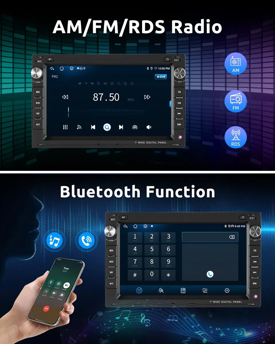 ESSGOO 4+64G Wireless CarPlay Android Auto Autoradio Für VW Polo MK3/4 9N Golf 4 Passat B5 T5 Seat Skoda,Android 15 Bluetooth Radio mit 7 Zoll Touchscereen FM RDS GPS Navi WiFi